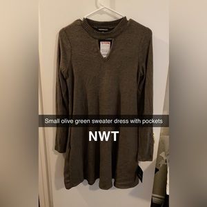 Small olive green sweater dress